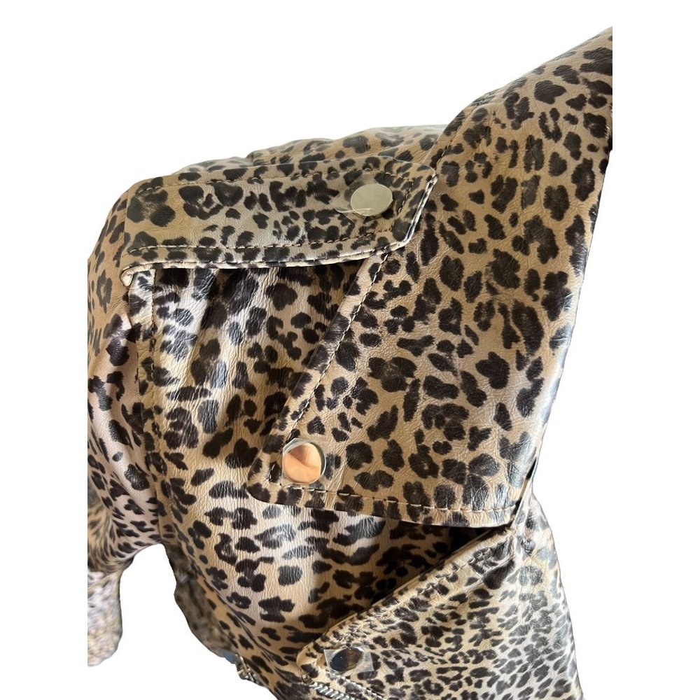 Walter Baker francis leather moto jacket leopard print NWOT size large - Picture 3 of 8